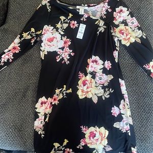 NWT WHBM Black & Pink floral Tunic
